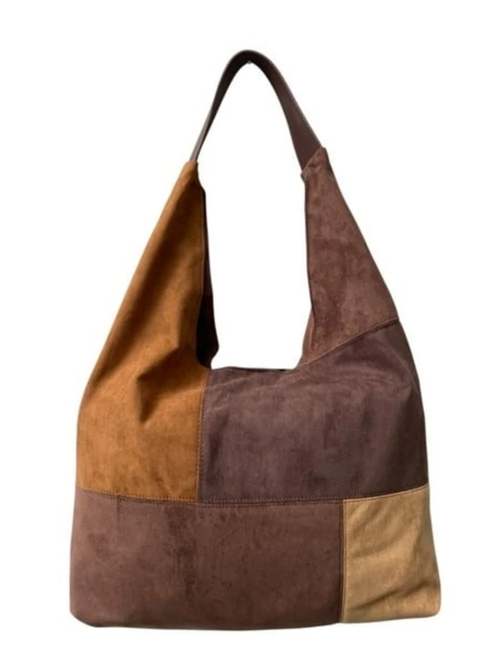 Steve Madden Two-Tone Brown and Tan Suede Patchwork Hobo